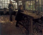 William Stott of Oldham Grandfather-s Workshop oil painting
